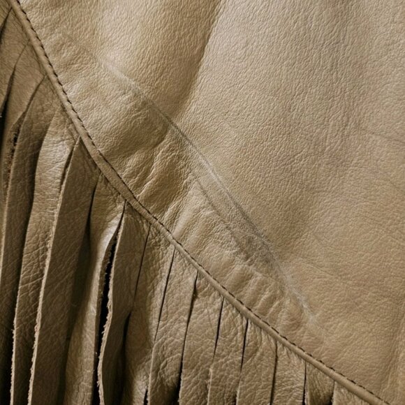 Vintage Western Leather Fringe Jacket Size Lg Cowgirl Cowboy Festival Motorcycle - Picture 7 of 16